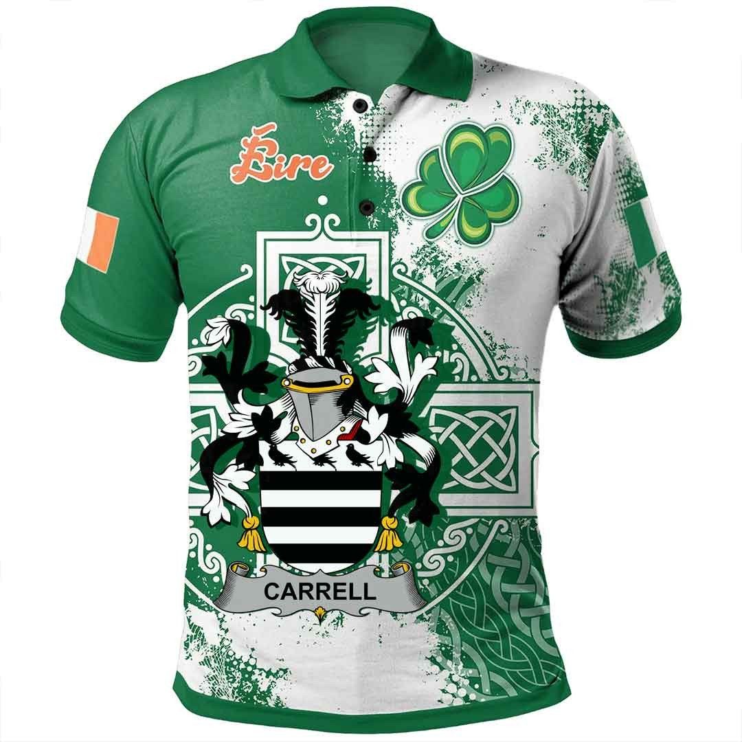 Ireland Clothing - Carrell Irish Family Crest Polo Shirt - Irish Celtic Cross A7 Ireland Clothing - Carrell Irish Family Crest Polo Shirt - Irish Celtic Cross A7