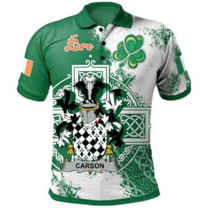 Ireland Clothing - Carson Irish Family Crest Polo Shirt - Irish Celtic Cross A7