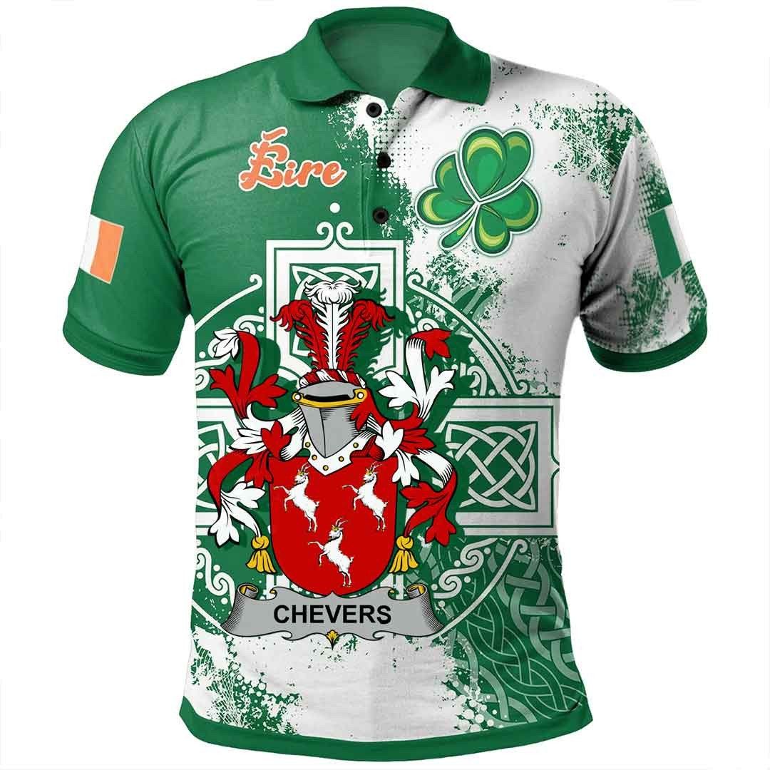 Ireland Clothing - Chevers Irish Family Crest Polo Shirt - Irish Celtic Cross A7 Ireland Clothing - Chevers Irish Family Crest Polo Shirt - Irish Celtic Cross A7