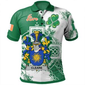 Ireland Clothing - Cleare Irish Family Crest Polo Shirt - Irish Celtic Cross A7