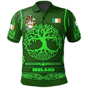 Ireland Clothing - Collins Irish Family Crest Polo Shirt - Symbol of Celtic A7