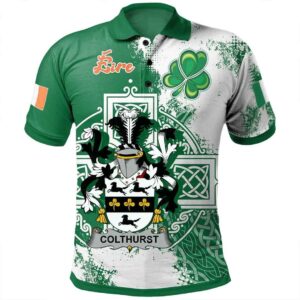 Ireland Clothing - Colthurst Irish Family Crest Polo Shirt - Irish Celtic Cross A7
