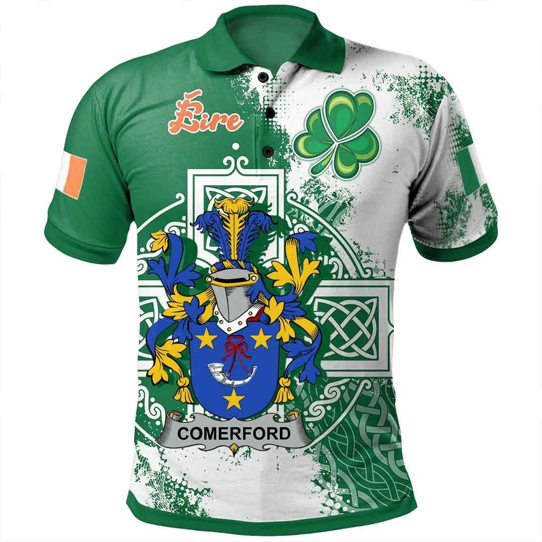 Ireland Clothing - Comerford Irish Family Crest Polo Shirt - Irish Celtic Cross A7 Ireland Clothing - Comerford Irish Family Crest Polo Shirt - Irish Celtic Cross A7