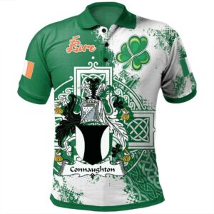 Ireland Clothing - Connaughton Irish Family Crest Polo Shirt - Irish Celtic Cross A7