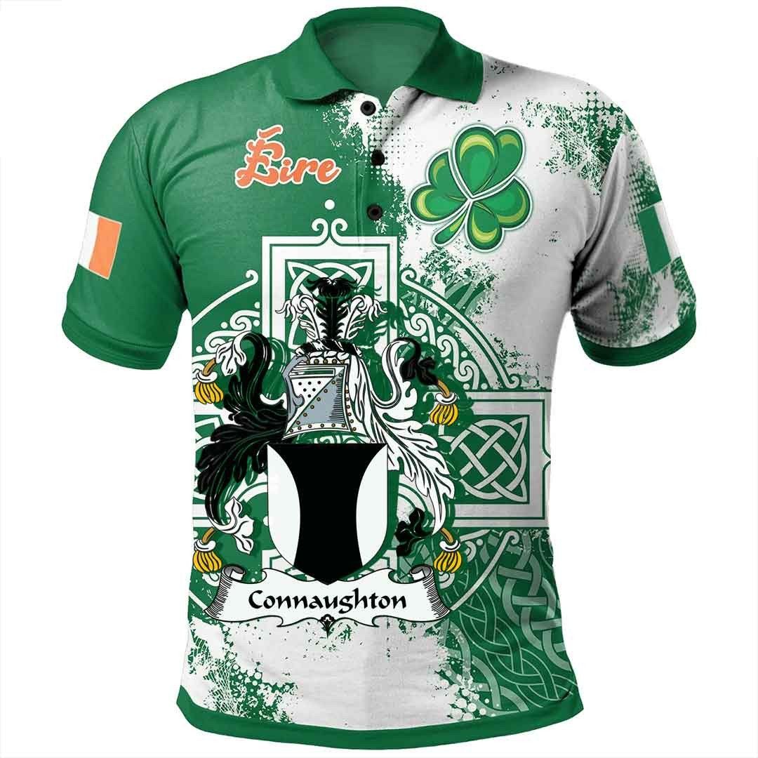 Ireland Clothing - Connaughton Irish Family Crest Polo Shirt - Irish Celtic Cross A7 Ireland Clothing - Connaughton Irish Family Crest Polo Shirt - Irish Celtic Cross A7