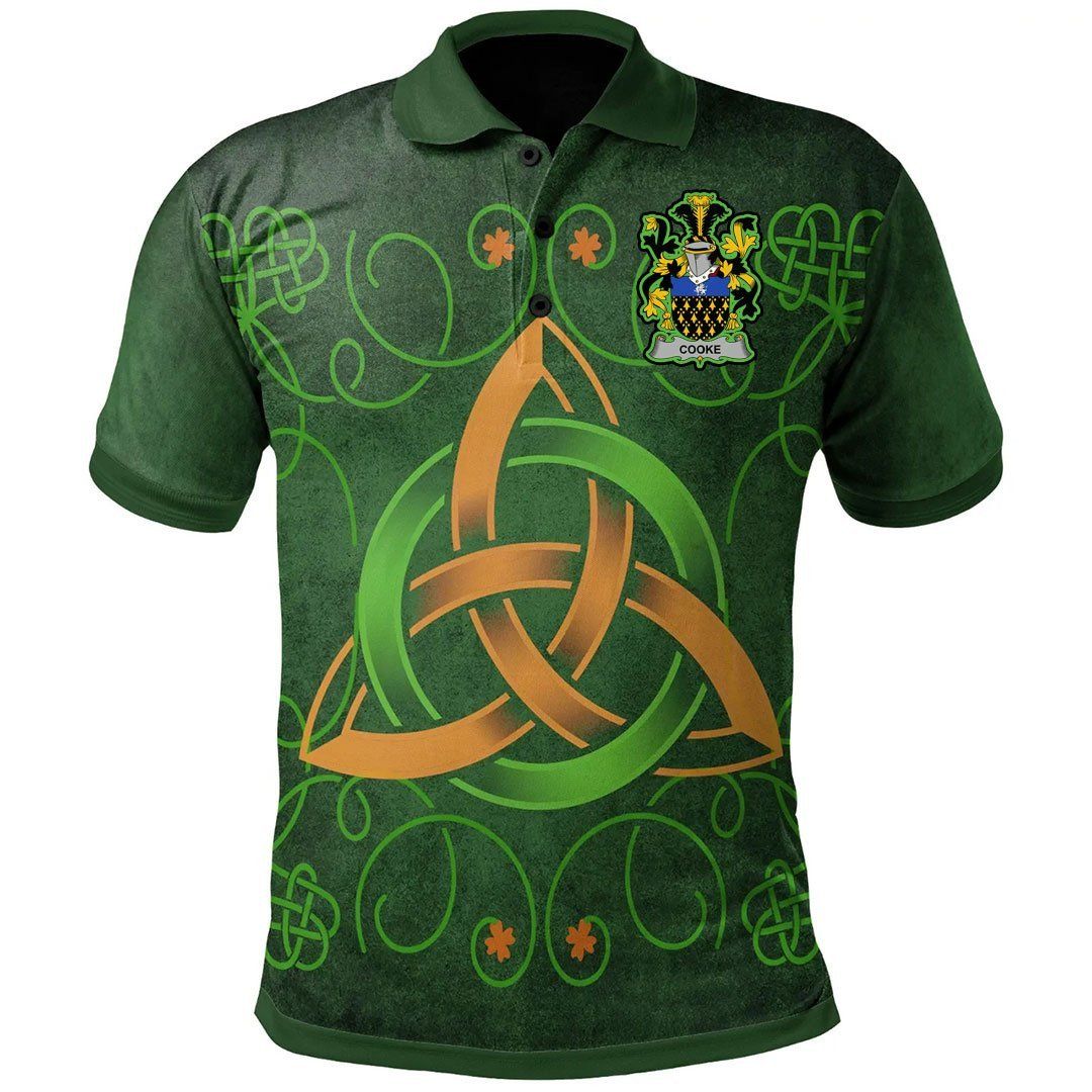 Ireland Clothing - Cooke Irish Family Crest Polo Shirt - Celtic Triquetra Knot A7 Ireland Clothing - Cooke Irish Family Crest Polo Shirt - Celtic Triquetra Knot A7