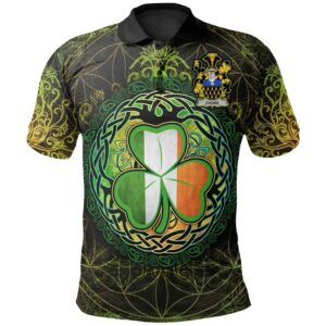Ireland Clothing - Cooke Irish Family Crest Polo Shirt - Irish Shamrock Triangle A7
