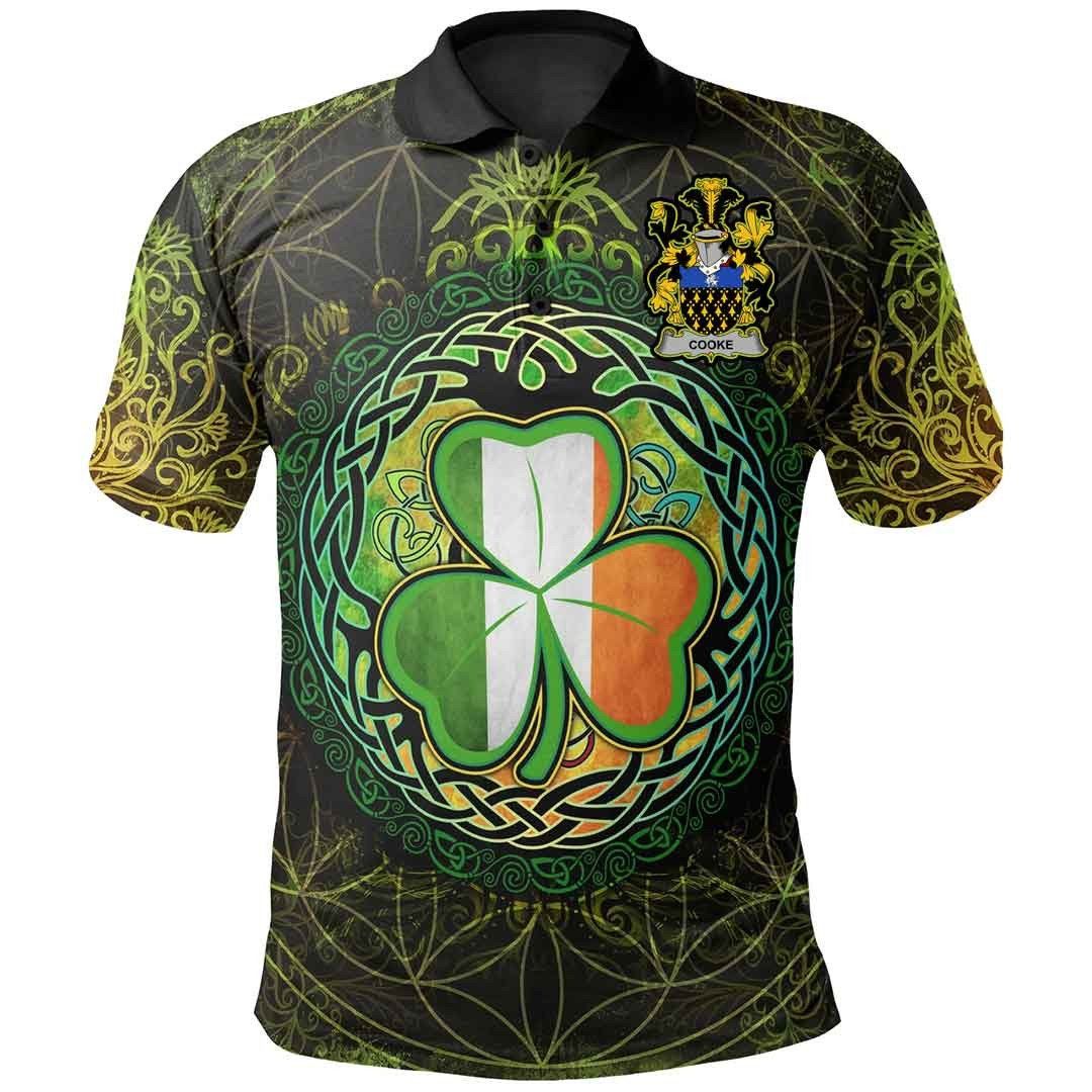 Ireland Clothing - Cooke Irish Family Crest Polo Shirt - Irish Shamrock Triangle A7 Ireland Clothing - Cooke Irish Family Crest Polo Shirt - Irish Shamrock Triangle A7