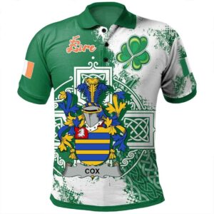 Ireland Clothing - Cox Irish Family Crest Polo Shirt - Irish Celtic Cross A7