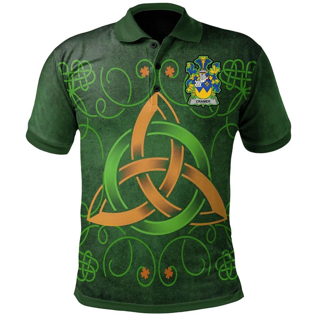 Ireland Clothing - Cramer Irish Family Crest Polo Shirt - Celtic Triquetra Knot A7 Ireland Clothing - Cramer Irish Family Crest Polo Shirt - Celtic Triquetra Knot A7