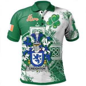 Ireland Clothing - Creighton Irish Family Crest Polo Shirt - Irish Celtic Cross A7