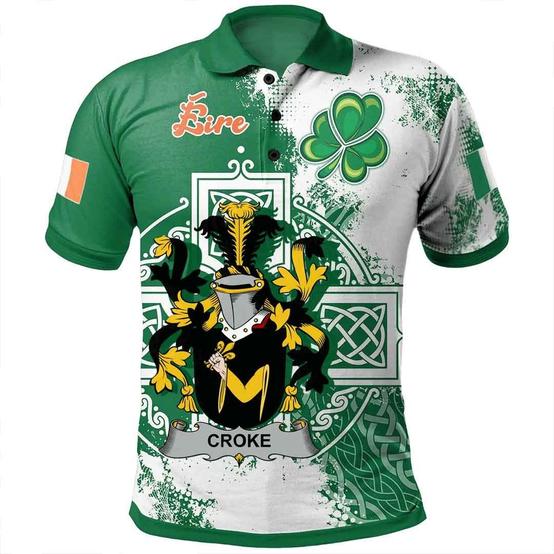 Ireland Clothing - Croke Irish Family Crest Polo Shirt - Irish Celtic Cross A7 Ireland Clothing - Croke Irish Family Crest Polo Shirt - Irish Celtic Cross A7