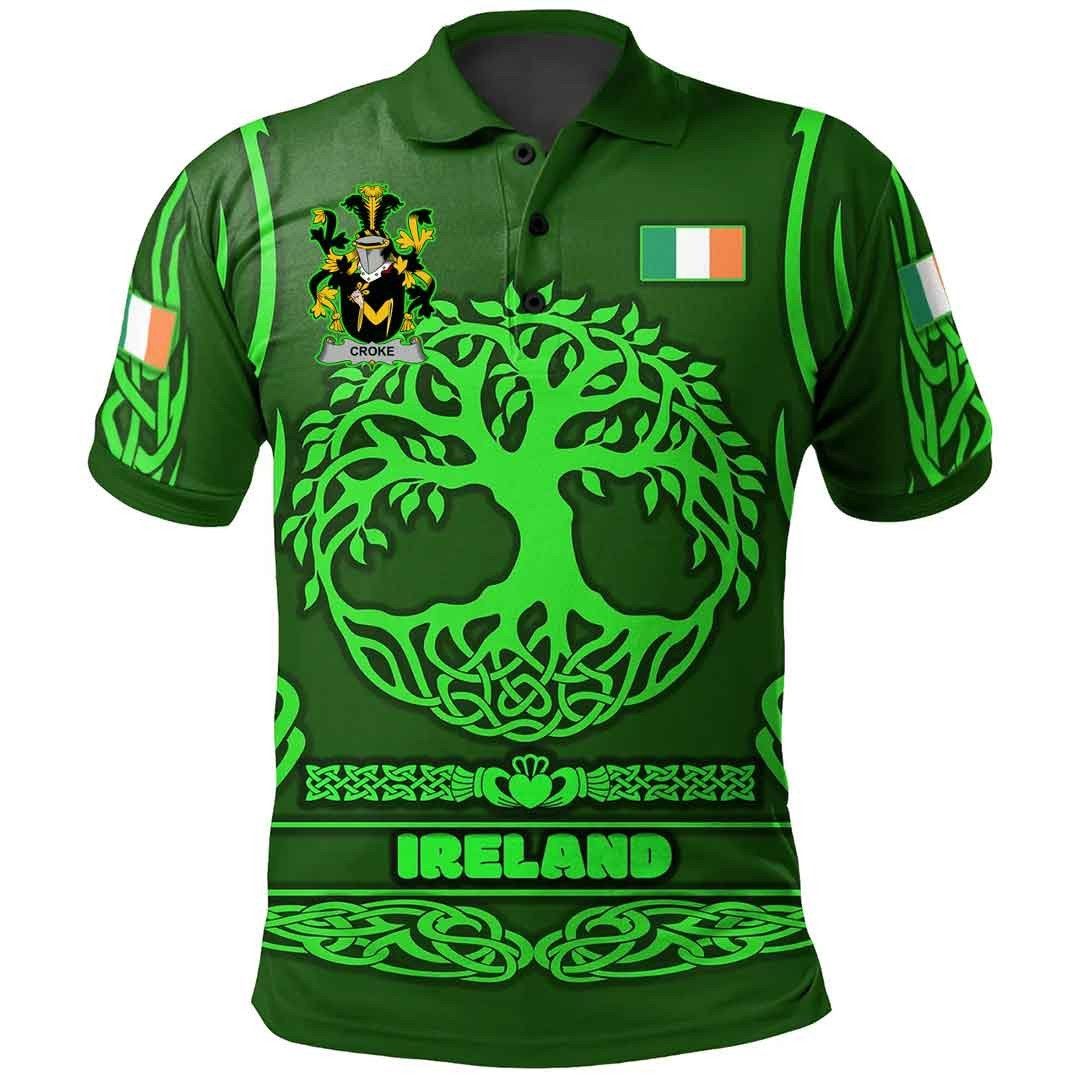 Ireland Clothing - Croke Irish Family Crest Polo Shirt - Symbol of Celtic A7 Ireland Clothing - Croke Irish Family Crest Polo Shirt - Symbol of Celtic A7