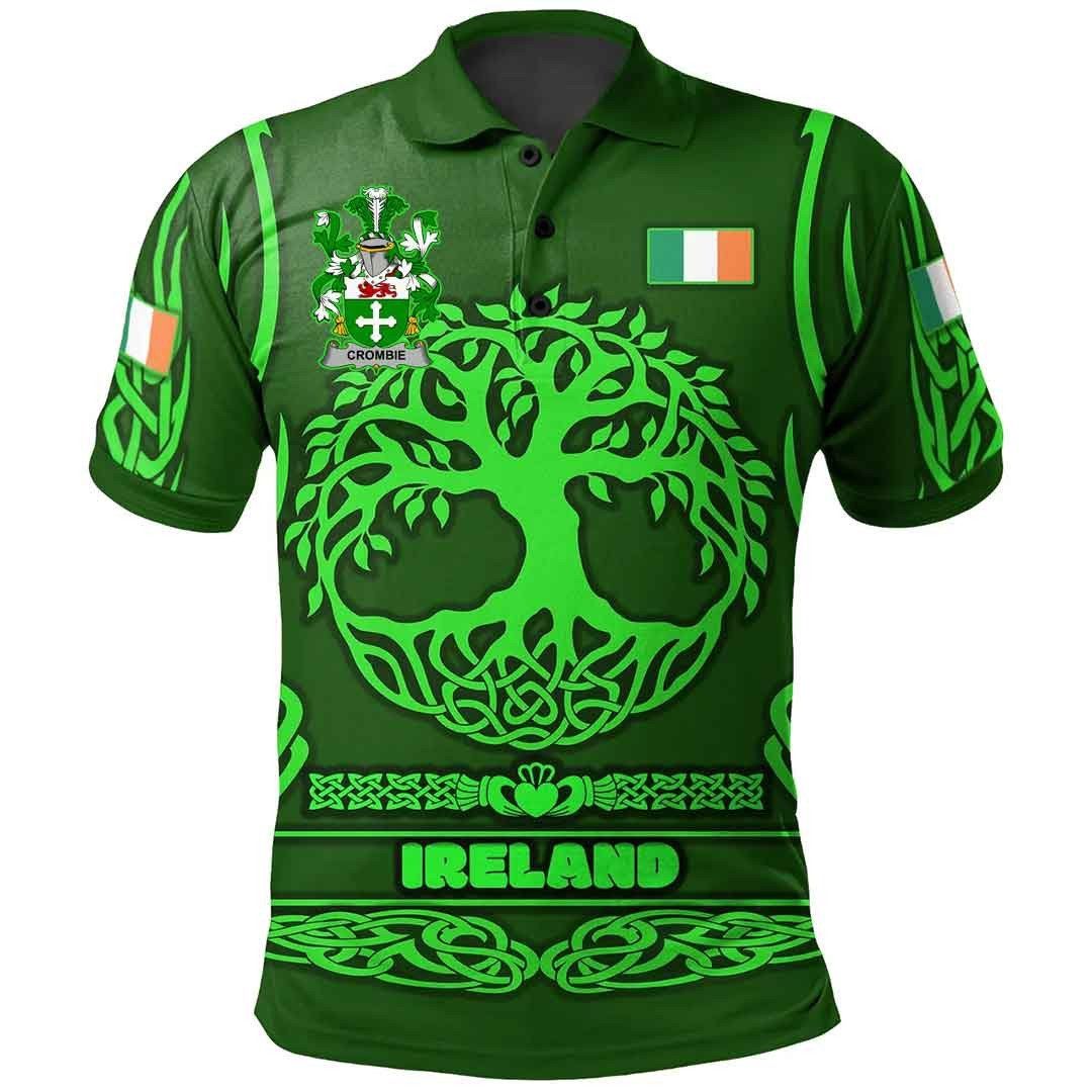 Ireland Clothing - Crombie Irish Family Crest Polo Shirt - Symbol of Celtic A7 Ireland Clothing - Crombie Irish Family Crest Polo Shirt - Symbol of Celtic A7