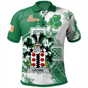 Ireland Clothing - Cromie Irish Family Crest Polo Shirt - Irish Celtic Cross A7