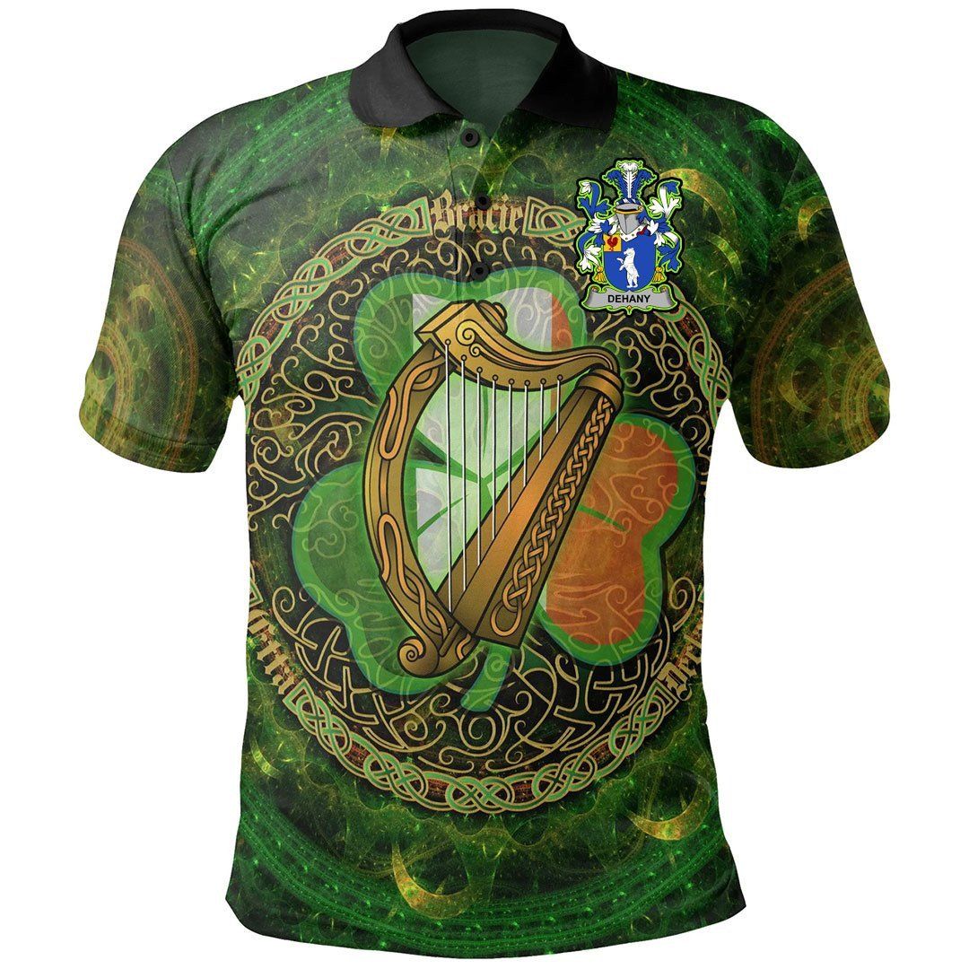 Ireland Clothing - Dehany Irish Family Crest Polo Shirt - Celtic Tree A7 Ireland Clothing - Dehany Irish Family Crest Polo Shirt - Celtic Tree A7