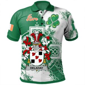 Ireland Clothing - Delahay Irish Family Crest Polo Shirt - Irish Celtic Cross A7