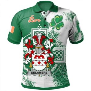 Ireland Clothing - Delamere Irish Family Crest Polo Shirt - Irish Celtic Cross A7