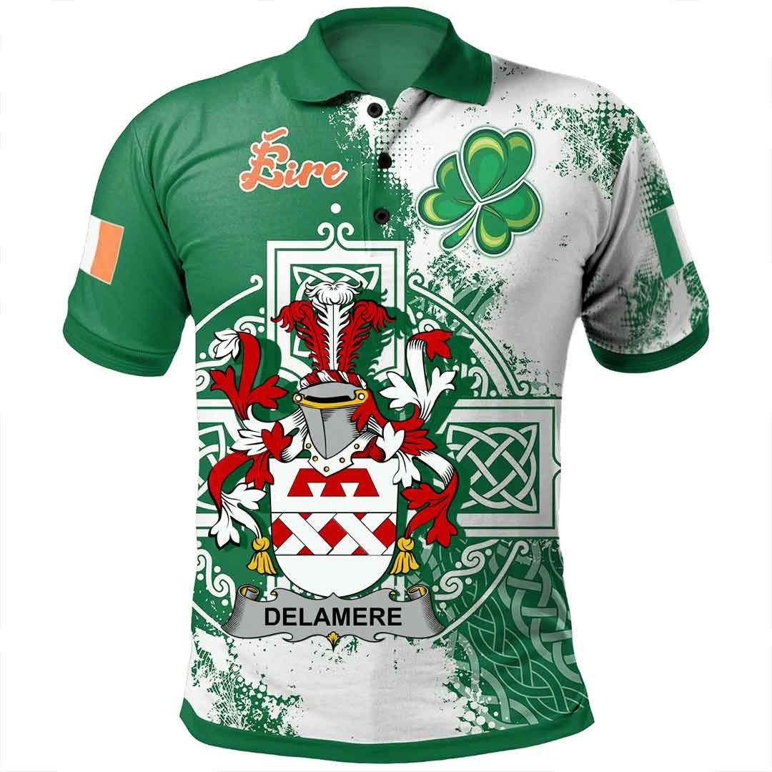 Ireland Clothing - Delamere Irish Family Crest Polo Shirt - Irish Celtic Cross A7 Ireland Clothing - Delamere Irish Family Crest Polo Shirt - Irish Celtic Cross A7