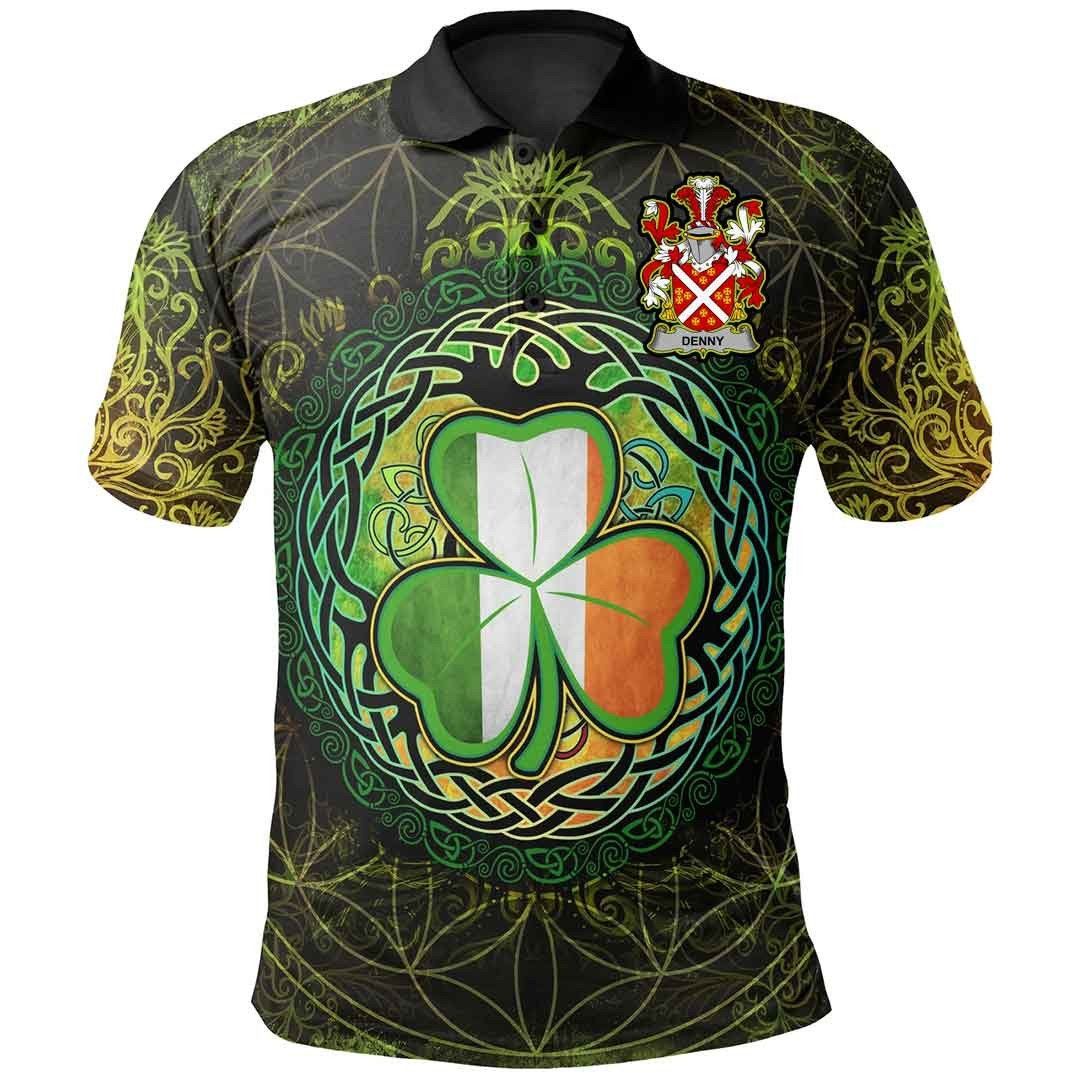 Ireland Clothing - Denny Irish Family Crest Polo Shirt - Irish Shamrock Triangle A7 Ireland Clothing - Denny Irish Family Crest Polo Shirt - Irish Shamrock Triangle A7