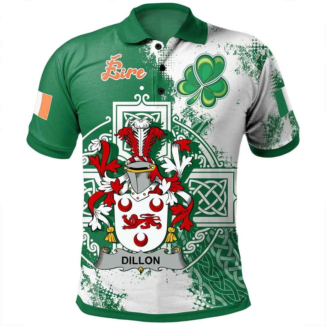 Ireland Clothing - Dillon Irish Family Crest Polo Shirt - Irish Celtic Cross A7 Ireland Clothing - Dillon Irish Family Crest Polo Shirt - Irish Celtic Cross A7