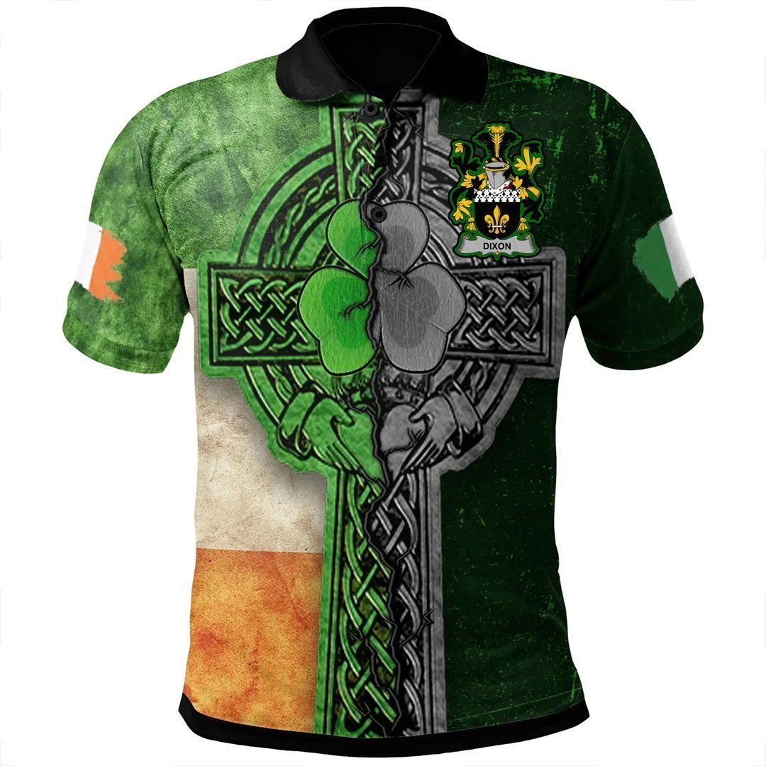 Ireland Clothing - Dixon Irish Family Crest Polo Shirt - Irish Claddagh Cross A7 Ireland Clothing - Dixon Irish Family Crest Polo Shirt - Irish Claddagh Cross A7