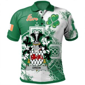 Ireland Clothing - Drew Irish Family Crest Polo Shirt - Irish Celtic Cross A7