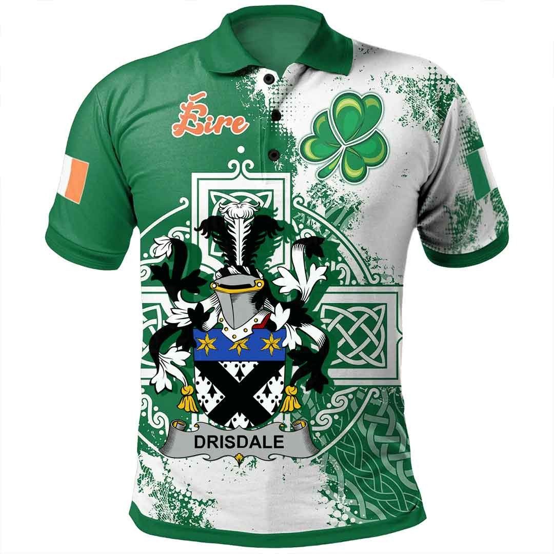 Ireland Clothing - Drisdale Irish Family Crest Polo Shirt - Irish Celtic Cross A7 Ireland Clothing - Drisdale Irish Family Crest Polo Shirt - Irish Celtic Cross A7