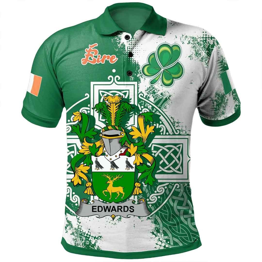 Ireland Clothing - Edwards Irish Family Crest Polo Shirt - Irish Celtic Cross A7 Ireland Clothing - Edwards Irish Family Crest Polo Shirt - Irish Celtic Cross A7