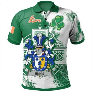 Ireland Clothing - Ennis Irish Family Crest Polo Shirt - Irish Celtic Cross A7