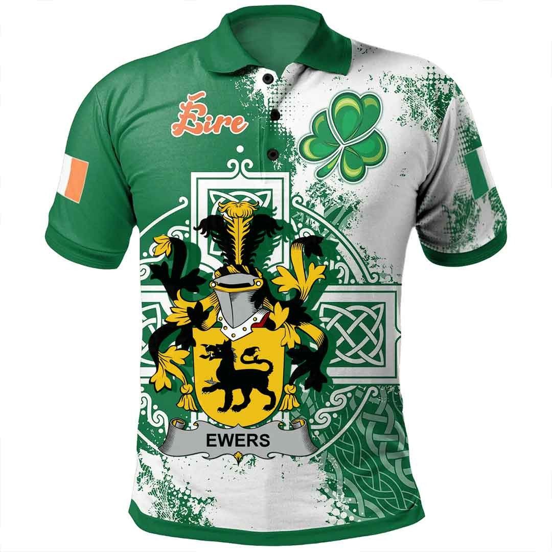 Ireland Clothing - Ewers Irish Family Crest Polo Shirt - Irish Celtic Cross A7 Ireland Clothing - Ewers Irish Family Crest Polo Shirt - Irish Celtic Cross A7