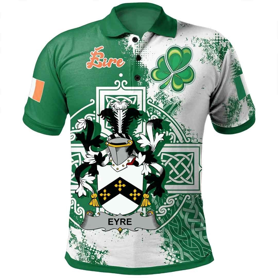 Ireland Clothing - Eyre Irish Family Crest Polo Shirt - Irish Celtic Cross A7 Ireland Clothing - Eyre Irish Family Crest Polo Shirt - Irish Celtic Cross A7