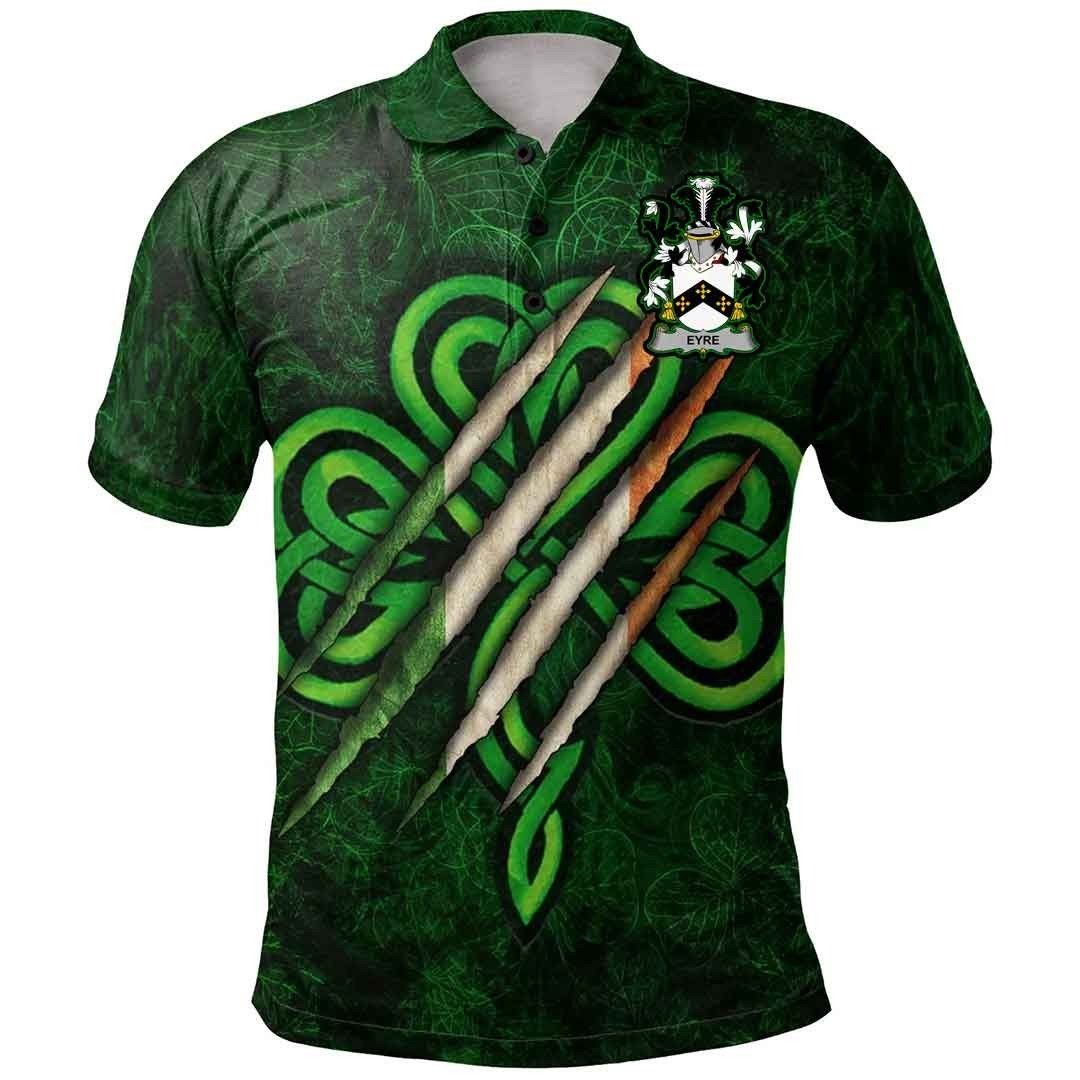 Ireland Clothing - Eyre Irish Family Crest Polo Shirt - Irish Shamrock Scratch A7 Ireland Clothing - Eyre Irish Family Crest Polo Shirt - Irish Shamrock Scratch A7