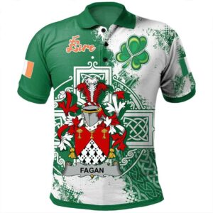 Ireland Clothing - Fagan Irish Family Crest Polo Shirt - Irish Celtic Cross A7