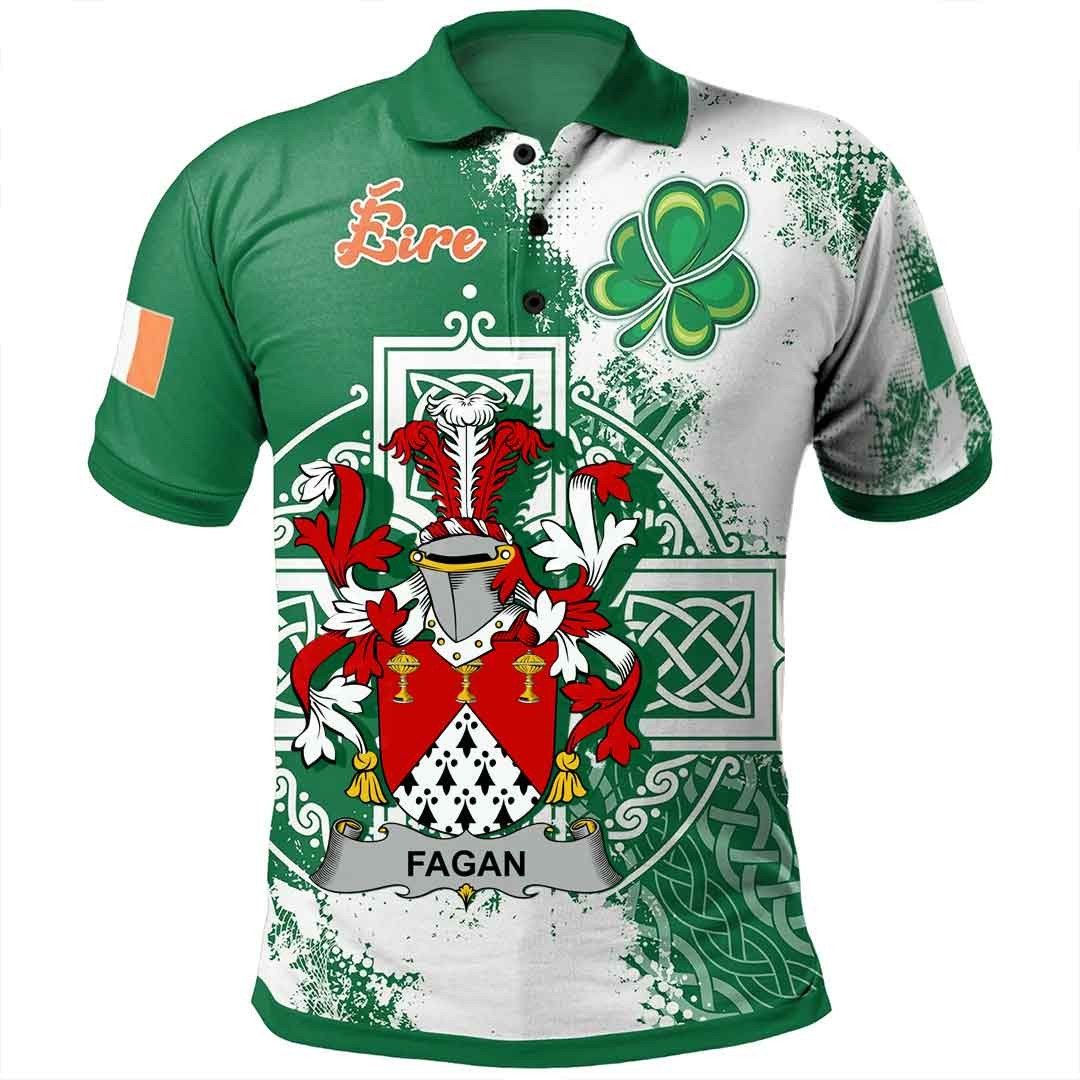 Ireland Clothing - Fagan Irish Family Crest Polo Shirt - Irish Celtic Cross A7 Ireland Clothing - Fagan Irish Family Crest Polo Shirt - Irish Celtic Cross A7