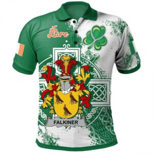Ireland Clothing - Falkiner Irish Family Crest Polo Shirt - Irish Celtic Cross A7