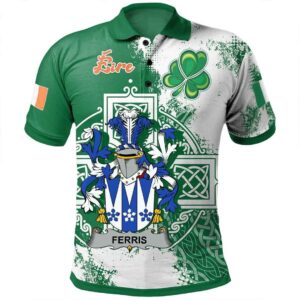 Ireland Clothing - Ferris Irish Family Crest Polo Shirt - Irish Celtic Cross A7