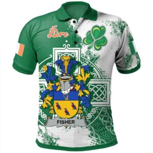 Ireland Clothing - Fisher Irish Family Crest Polo Shirt - Irish Celtic Cross A7