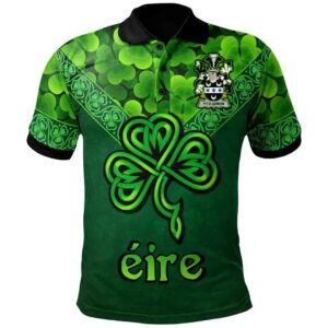 Ireland Clothing - Fitz-Simon Irish Family Crest Polo Shirt - Irish Shamrock Triangle A7