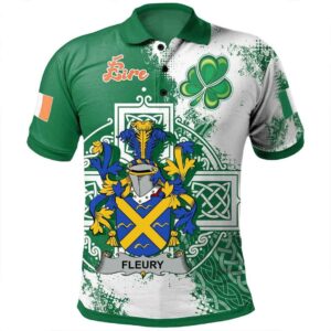 Ireland Clothing - Fleury Irish Family Crest Polo Shirt - Irish Celtic Cross A7