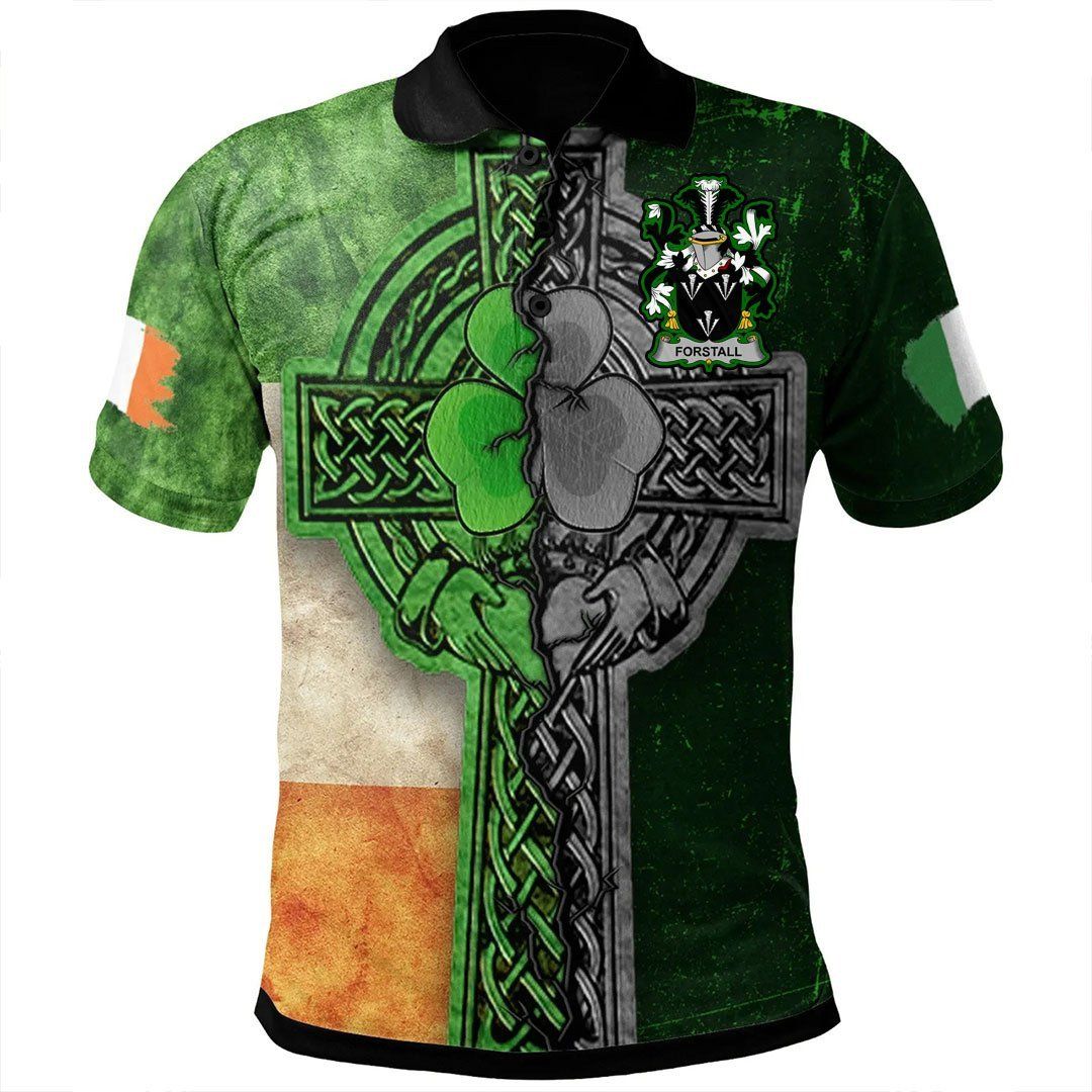 Ireland Clothing - Forstall Irish Family Crest Polo Shirt - Irish Claddagh Cross A7 Ireland Clothing - Forstall Irish Family Crest Polo Shirt - Irish Claddagh Cross A7