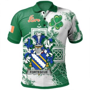 Ireland Clothing - Fortescue Irish Family Crest Polo Shirt - Irish Celtic Cross A7