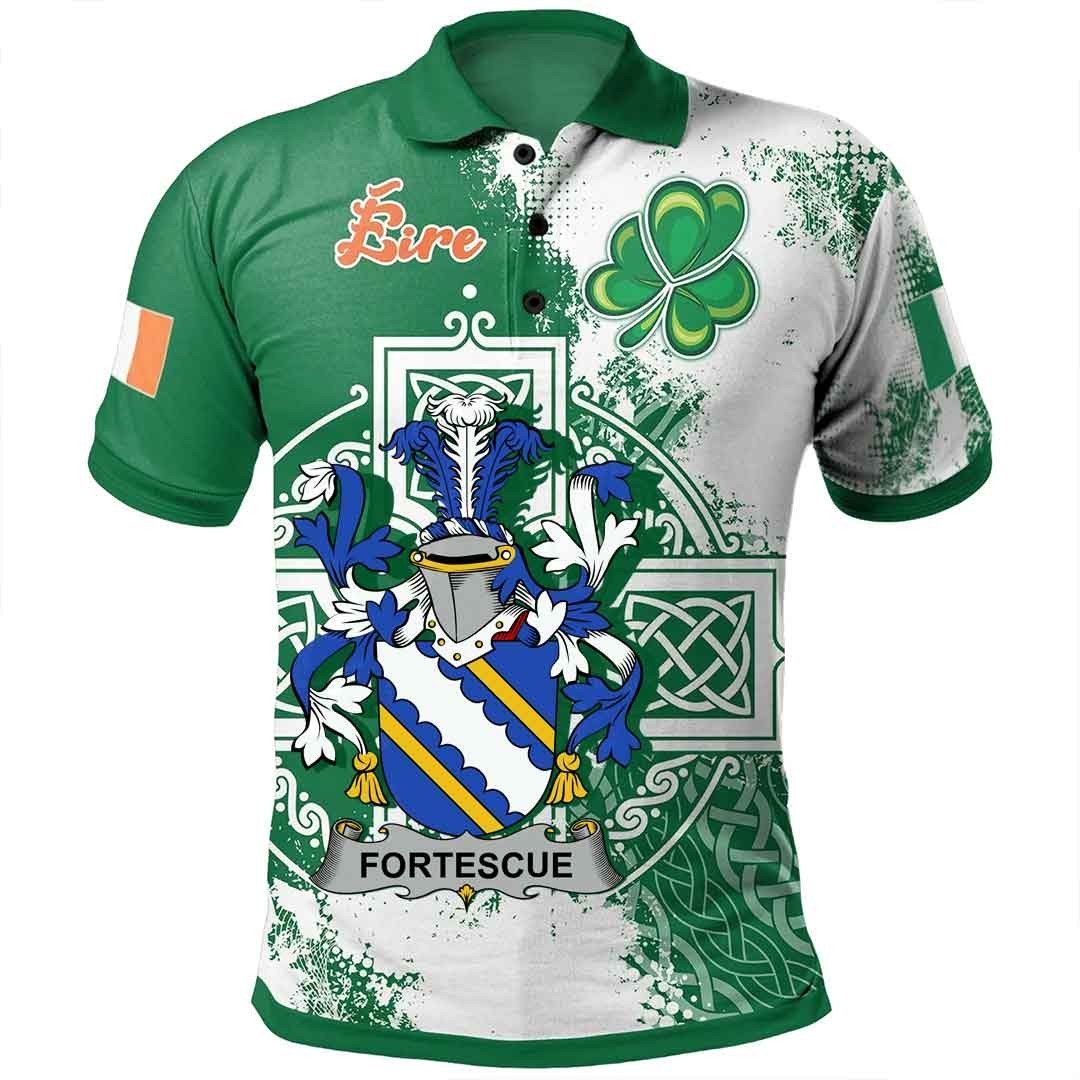 Ireland Clothing - Fortescue Irish Family Crest Polo Shirt - Irish Celtic Cross A7 Ireland Clothing - Fortescue Irish Family Crest Polo Shirt - Irish Celtic Cross A7