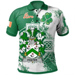 Ireland Clothing - Foster Irish Family Crest Polo Shirt - Irish Celtic Cross A7