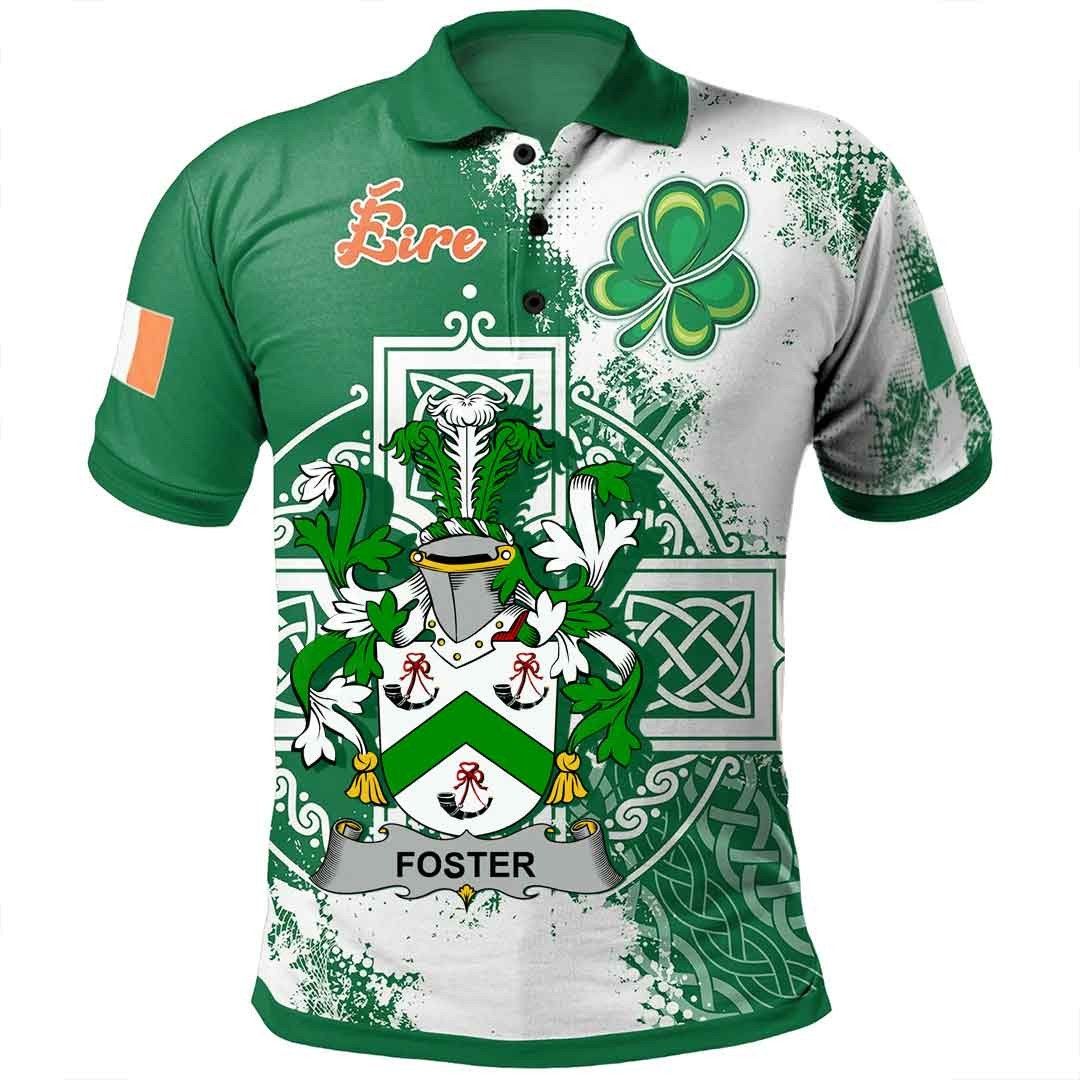 Ireland Clothing - Foster Irish Family Crest Polo Shirt - Irish Celtic Cross A7 Ireland Clothing - Foster Irish Family Crest Polo Shirt - Irish Celtic Cross A7