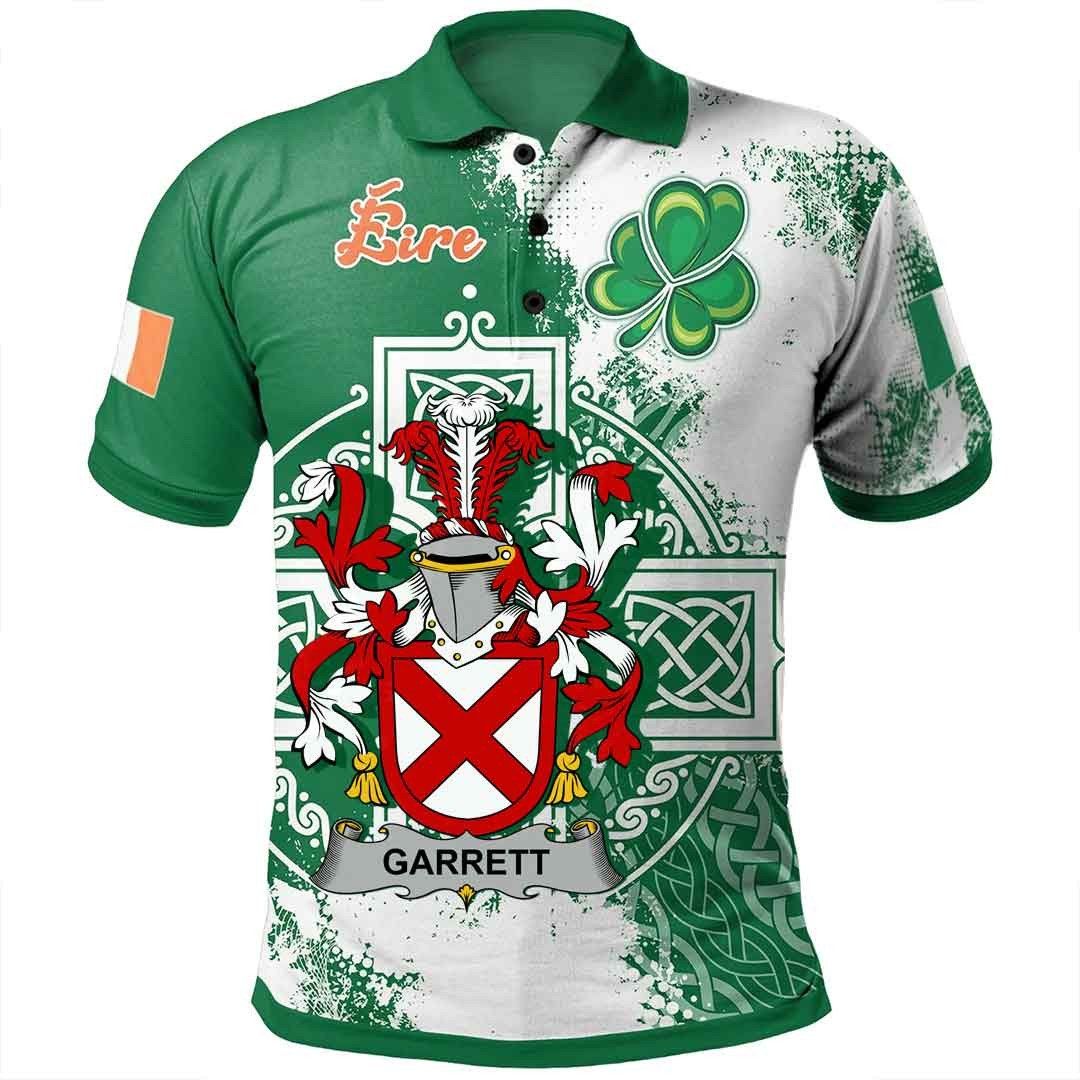 Ireland Clothing - Garrett Irish Family Crest Polo Shirt - Irish Celtic Cross A7 Ireland Clothing - Garrett Irish Family Crest Polo Shirt - Irish Celtic Cross A7