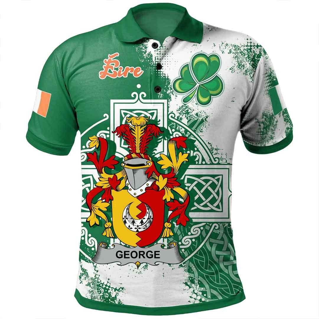 Ireland Clothing - George Irish Family Crest Polo Shirt - Irish Celtic Cross A7 Ireland Clothing - George Irish Family Crest Polo Shirt - Irish Celtic Cross A7