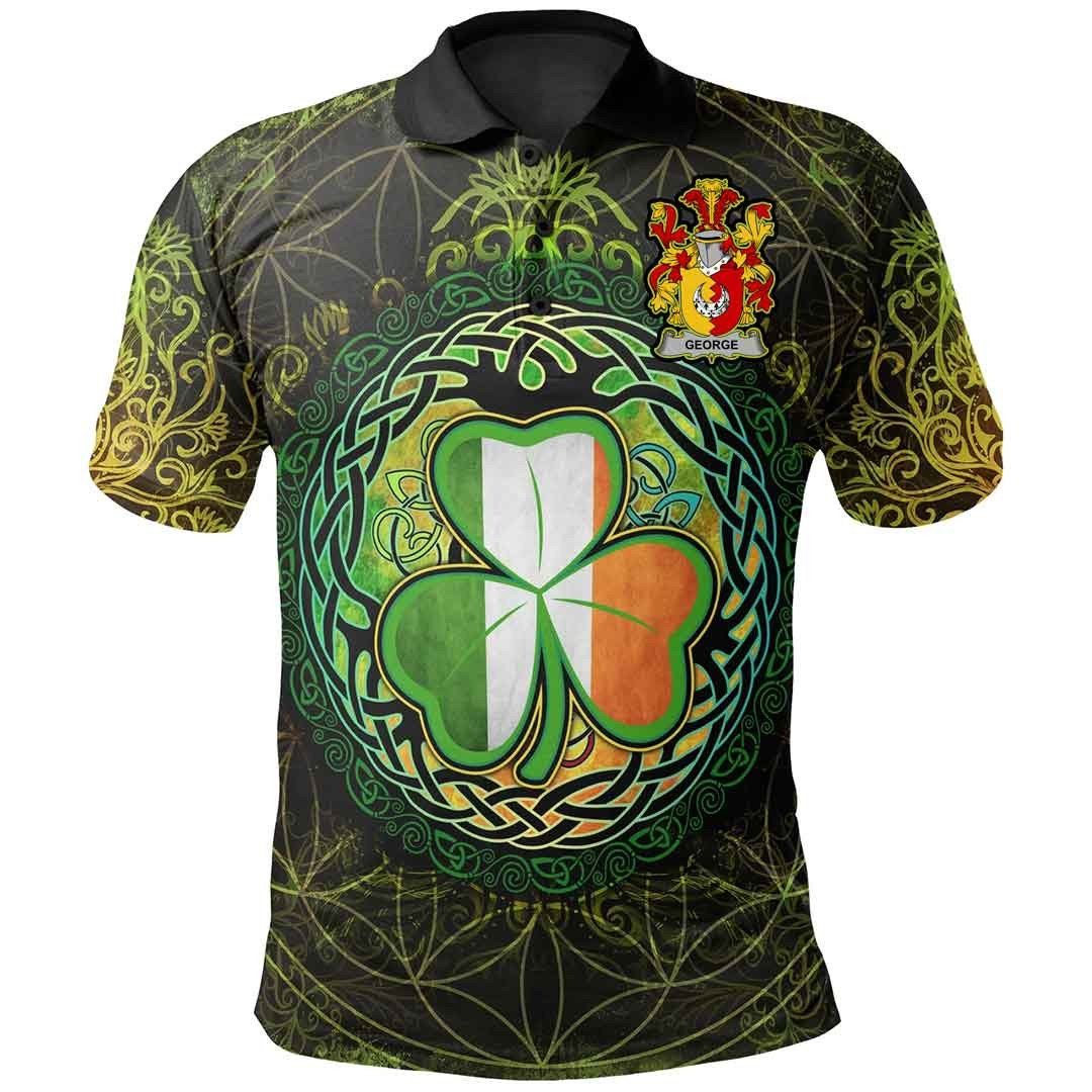 Ireland Clothing - George Irish Family Crest Polo Shirt - Irish Shamrock Triangle A7 Ireland Clothing - George Irish Family Crest Polo Shirt - Irish Shamrock Triangle A7