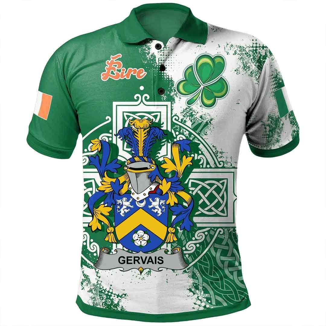 Ireland Clothing - Gervais Irish Family Crest Polo Shirt - Irish Celtic Cross A7 Ireland Clothing - Gervais Irish Family Crest Polo Shirt - Irish Celtic Cross A7