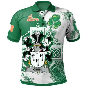 Ireland Clothing - Gibbs Irish Family Crest Polo Shirt - Irish Celtic Cross A7